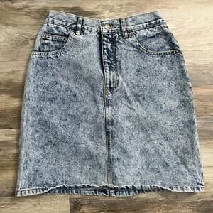 Vintage 80s Georges Marciano Guess High Waist Acid Wash Denim Skirt Sz 30 USA